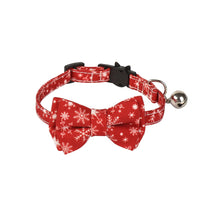 HKM-5972541 Christmas Patterned Bow Tie Dog Collar for Cats, Cloth Material, Size S 28x1.0cm