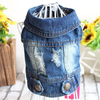 HKM-5972925 Casual Ripped Denim Vest for Pets - Spring & Summer Wear