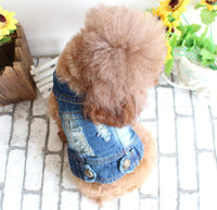 HKM-5972925 Casual Ripped Denim Vest for Pets - Spring & Summer Wear