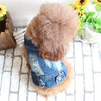 HKM-5972925 Casual Ripped Denim Vest for Pets - Spring & Summer Wear