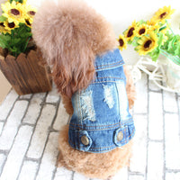 HKM-5972925 Casual Ripped Denim Vest for Pets - Spring & Summer Wear