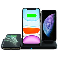 HKM-597395 Universal Three-in-One Bracket Wireless Charger with Indicator Function - Black