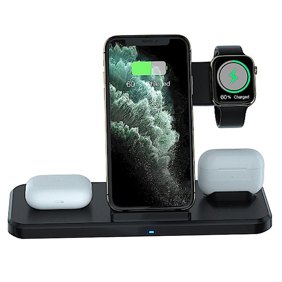 HKM-597395 Universal Three-in-One Bracket Wireless Charger with Indicator Function - Black