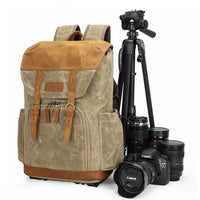 HKM-597395 Waterproof Canvas SLR Camera Hiking Backpack for Outdoor Photography