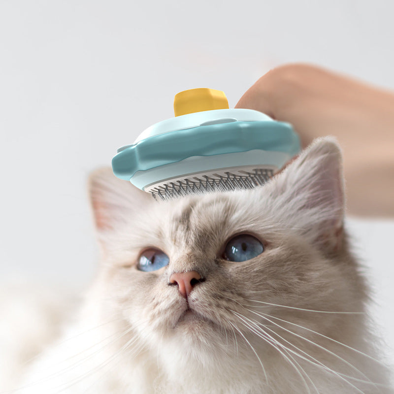 HKM-5976125 Stainless Steel Pet Hair Comb with One-Click Hair Removal and Massage Function