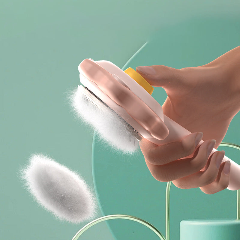 HKM-5976125 Stainless Steel Pet Hair Comb with One-Click Hair Removal and Massage Function