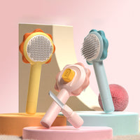 HKM-5976125 Stainless Steel Pet Hair Comb with One-Click Hair Removal and Massage Function