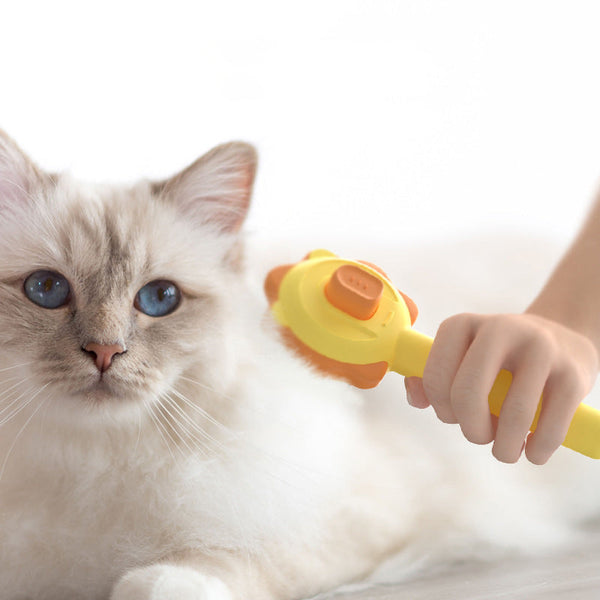 HKM-5976125 Stainless Steel Pet Hair Comb with One-Click Hair Removal and Massage Function