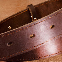HKM-5976381 Genuine Cowhide Engraved Anti-Loss Dog Collar - Dark Brown, Multiple Sizes Available