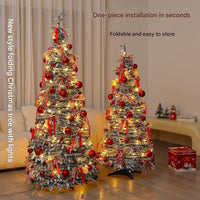 HKM-597651 Foldable Telescopic Green Velvet Christmas Tree with Warm Lights for Holiday Decor