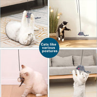 HKM-5977789 Retractable Interactive Feather Teaser Toy for Indoor Cats and Kittens - Safe and Durable Exercise Toy