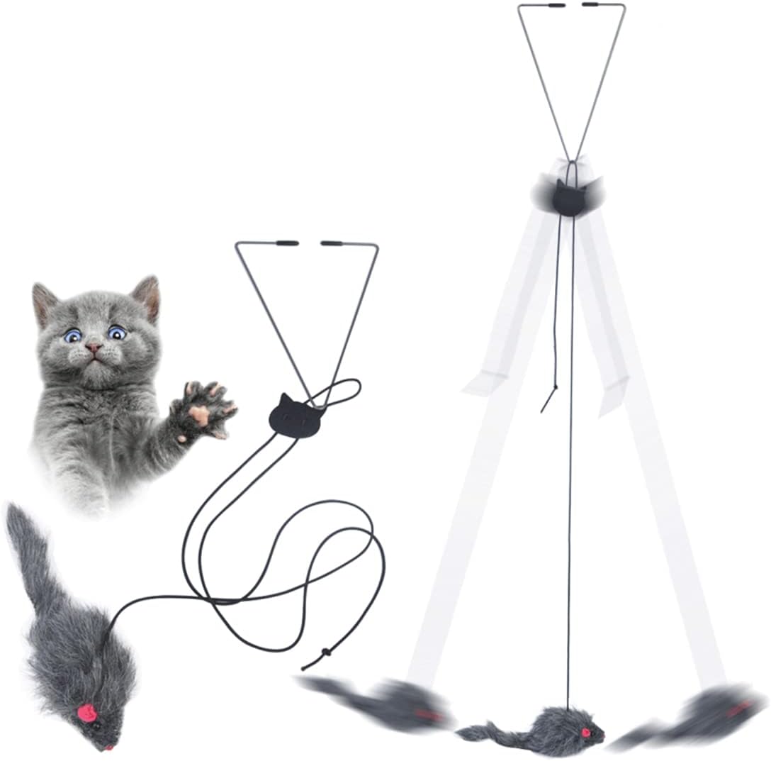 HKM-5977789 Retractable Interactive Feather Teaser Toy for Indoor Cats and Kittens - Safe and Durable Exercise Toy