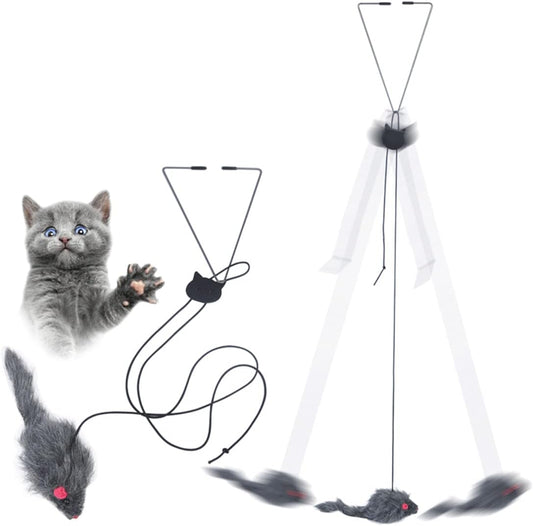 HKM-5977789 Retractable Interactive Feather Teaser Toy for Indoor Cats and Kittens - Safe and Durable Exercise Toy