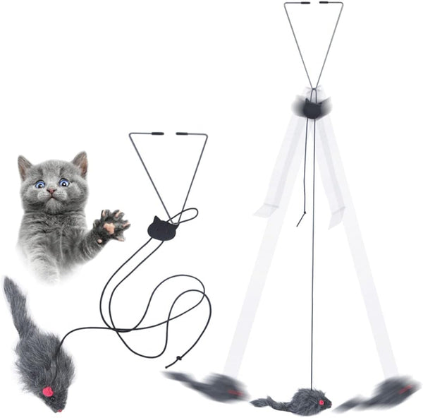HKM-5977789 Retractable Interactive Feather Teaser Toy for Indoor Cats and Kittens - Safe and Durable Exercise Toy