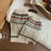 HKM-5978301 Cozy Beige and Green Dot Pet Sweater for Autumn and Winter