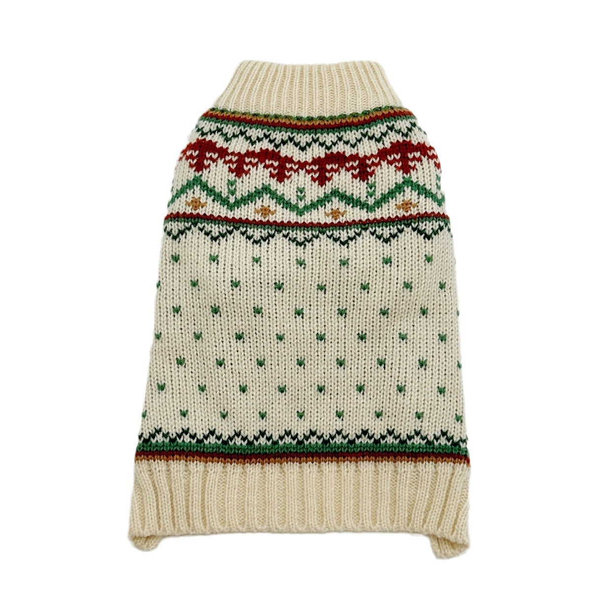 HKM-5978301 Cozy Beige and Green Dot Pet Sweater for Autumn and Winter