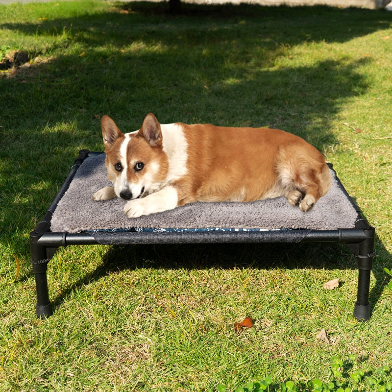 HKM-5978941 Foldable Outdoor Pet Bed with Removable Mat and Roof for Small to Medium Dogs