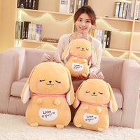 HKM-597971 Kawaii Meng Bunny Plush Doll Pillow - Super Soft Stretch Fabric in Pink, White, Gray, Brown, 40/50/60cm Sizes