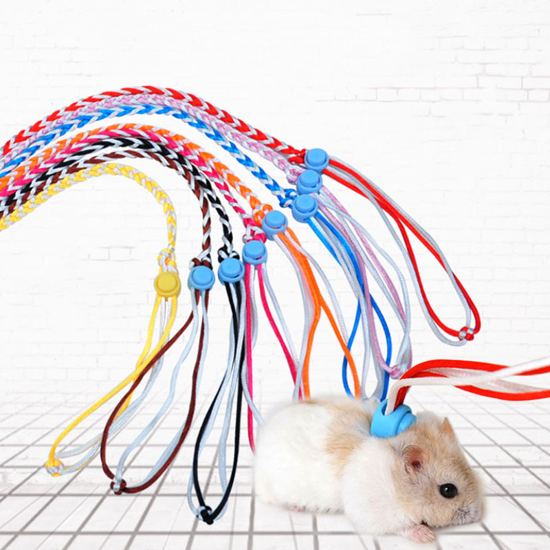 HKM-5980093 Hand Woven Nylon Hamster Pull Rope with Adjustable Chest Strap - 1.4m/2.0m Length