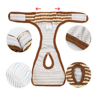 HKM-5980861 Pet Striped Comfort Pants for Dogs - Menstrual & Anti-Harassment Protection in Blue, Red, Brown