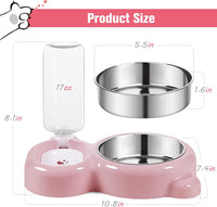 HKM-5983549 Automatic Water and Food Bowl Set for Cats and Small Dogs with Stainless Steel Dish