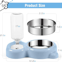 HKM-5983549 Automatic Water and Food Bowl Set for Cats and Small Dogs with Stainless Steel Dish