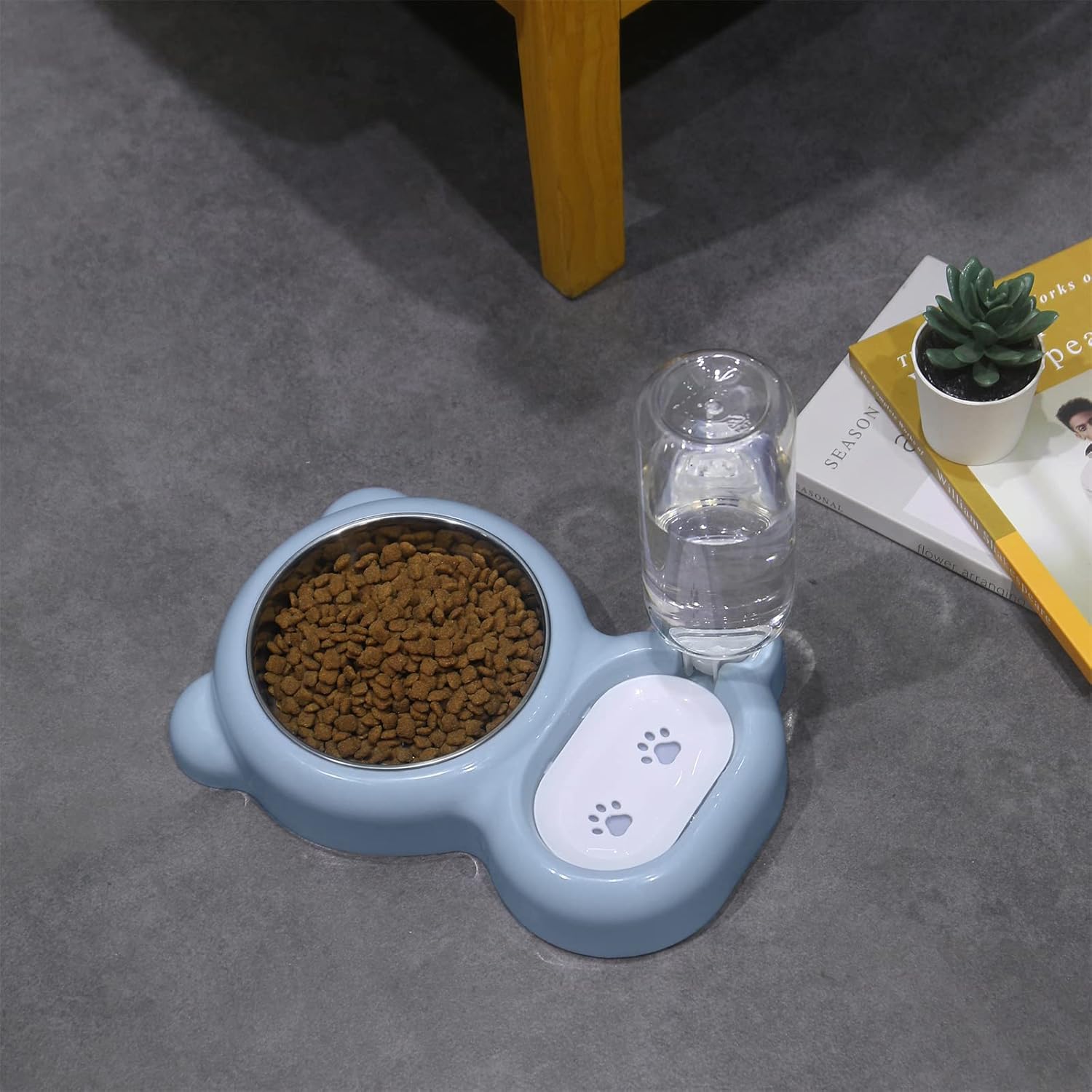 HKM-5983549 Automatic Water and Food Bowl Set for Cats and Small Dogs with Stainless Steel Dish