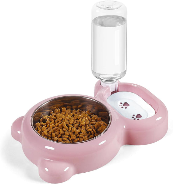 HKM-5983549 Automatic Water and Food Bowl Set for Cats and Small Dogs with Stainless Steel Dish