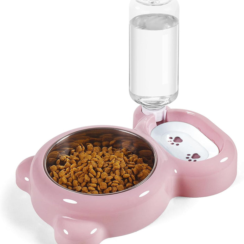 HKM-5983549 Automatic Water and Food Bowl Set for Cats and Small Dogs with Stainless Steel Dish