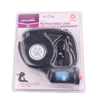 HKM-5985853 Three-in-One Retractable Dog Leash with Flashlight and Waste Bag Dispenser