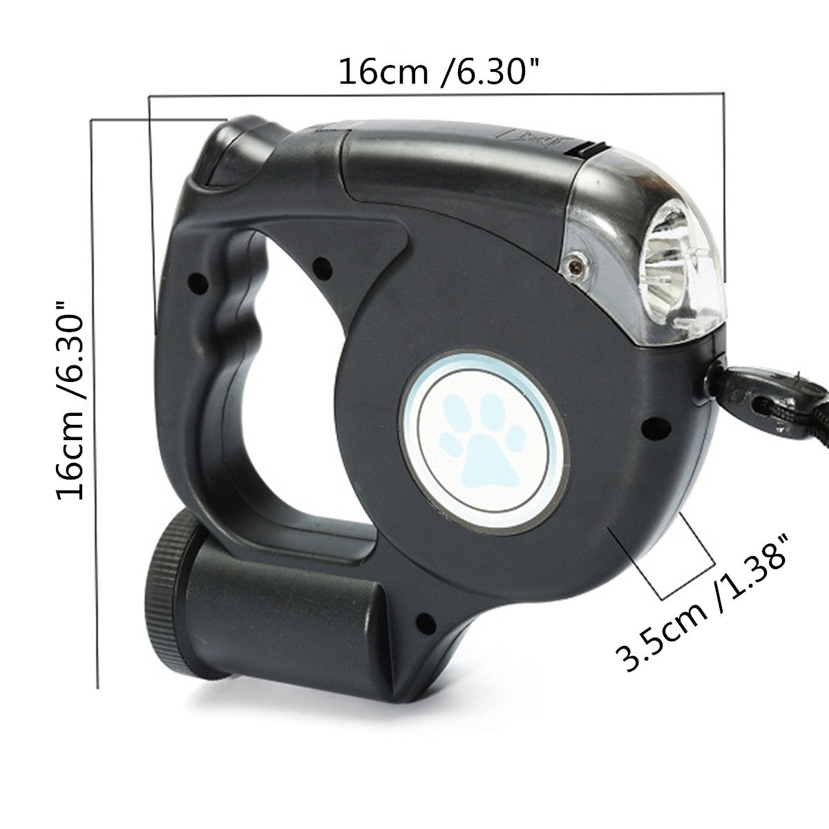 HKM-5985853 Three-in-One Retractable Dog Leash with Flashlight and Waste Bag Dispenser
