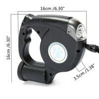 HKM-5985853 Three-in-One Retractable Dog Leash with Flashlight and Waste Bag Dispenser