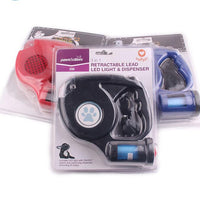 HKM-5985853 Three-in-One Retractable Dog Leash with Flashlight and Waste Bag Dispenser
