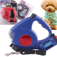 HKM-5985853 Three-in-One Retractable Dog Leash with Flashlight and Waste Bag Dispenser