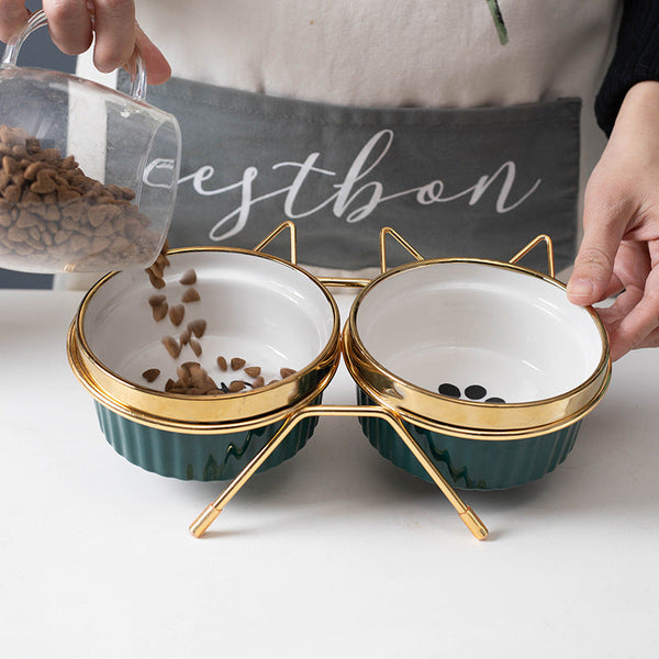 HKM-5986237 Cervical Spine Protective Anti-Tumble Double Cat Bowls in Various Colors