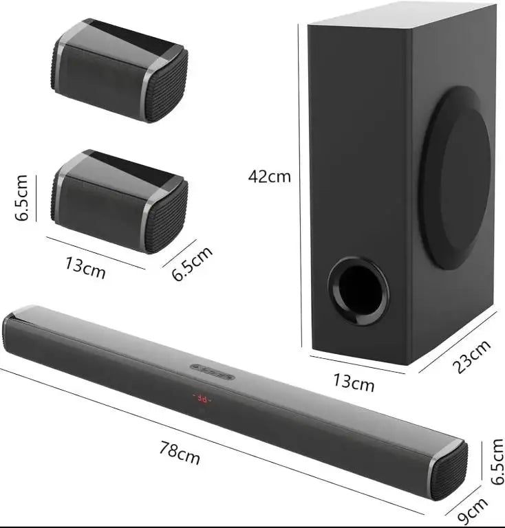 HKM-598675 2.1 Sound Bar Speaker with Subwoofer for Smart TV, Wireless Home Sound System, 4-in-1 Setup