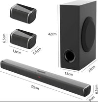 HKM-598675 2.1 Sound Bar Speaker with Subwoofer for Smart TV, Wireless Home Sound System, 4-in-1 Setup