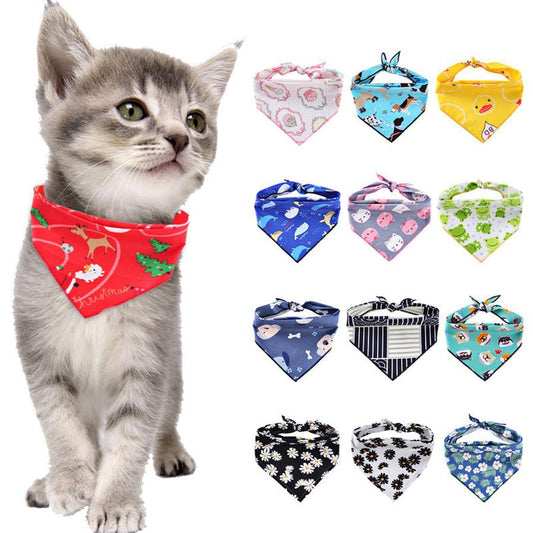 HKM-598739 Adjustable Cotton Dog Bandana - Soft Triangle Scarf for Small to Large Pets, Check Pattern, Perfect for All Seasons