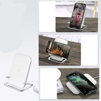 HKM-598739 Wireless Charging Stand for Vertical and Horizontal Use - Universal Qi-Compatible, PC + Silicone + Aluminum Alloy Construction, Black or White