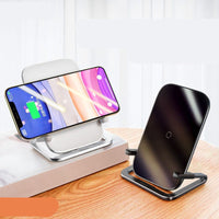HKM-598739 Wireless Charging Stand for Vertical and Horizontal Use - Universal Qi-Compatible, PC + Silicone + Aluminum Alloy Construction, Black or White