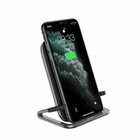 HKM-598739 Wireless Charging Stand for Vertical and Horizontal Use - Universal Qi-Compatible, PC + Silicone + Aluminum Alloy Construction, Black or White