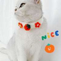 HKM-5988029 Cute Knitted Wool Felt Flower and Fruit Cat Collar in Various Styles for All Seasons