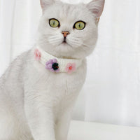 HKM-5988029 Cute Knitted Wool Felt Flower and Fruit Cat Collar in Various Styles for All Seasons