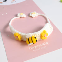 HKM-5988029 Cute Knitted Wool Felt Flower and Fruit Cat Collar in Various Styles for All Seasons