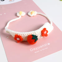 HKM-5988029 Cute Knitted Wool Felt Flower and Fruit Cat Collar in Various Styles for All Seasons