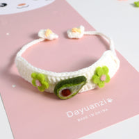 HKM-5988029 Cute Knitted Wool Felt Flower and Fruit Cat Collar in Various Styles for All Seasons