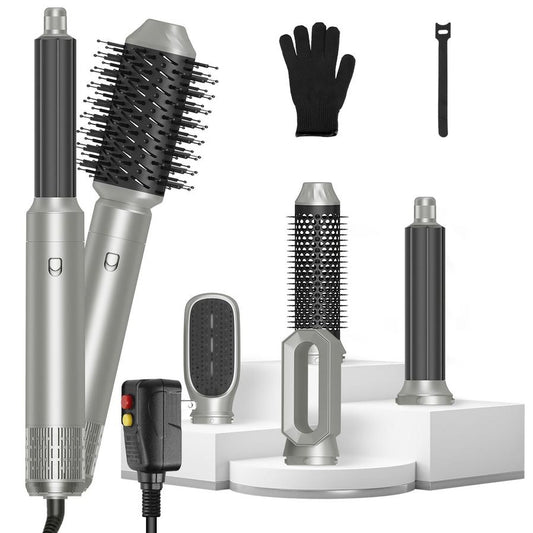 HKM-598803 6-in-1 Hot Air Styler and Dryer Set with Interchangeable Heads, 3 Temperature Settings, and Automatic Curl Technology