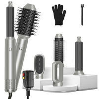 HKM-598803 6-in-1 Hot Air Styler and Dryer Set with Interchangeable Heads, 3 Temperature Settings, and Automatic Curl Technology