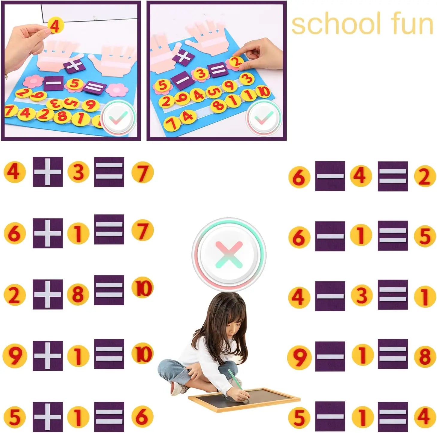 HKM-598803 Montessori Math Manipulatives and Felt Finger Numbers Counting Toy for Learning Activities