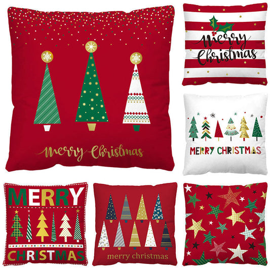 HKM-598803 Red and Black Plaid Christmas Plush Pillow Cover 45x45cm European American Style